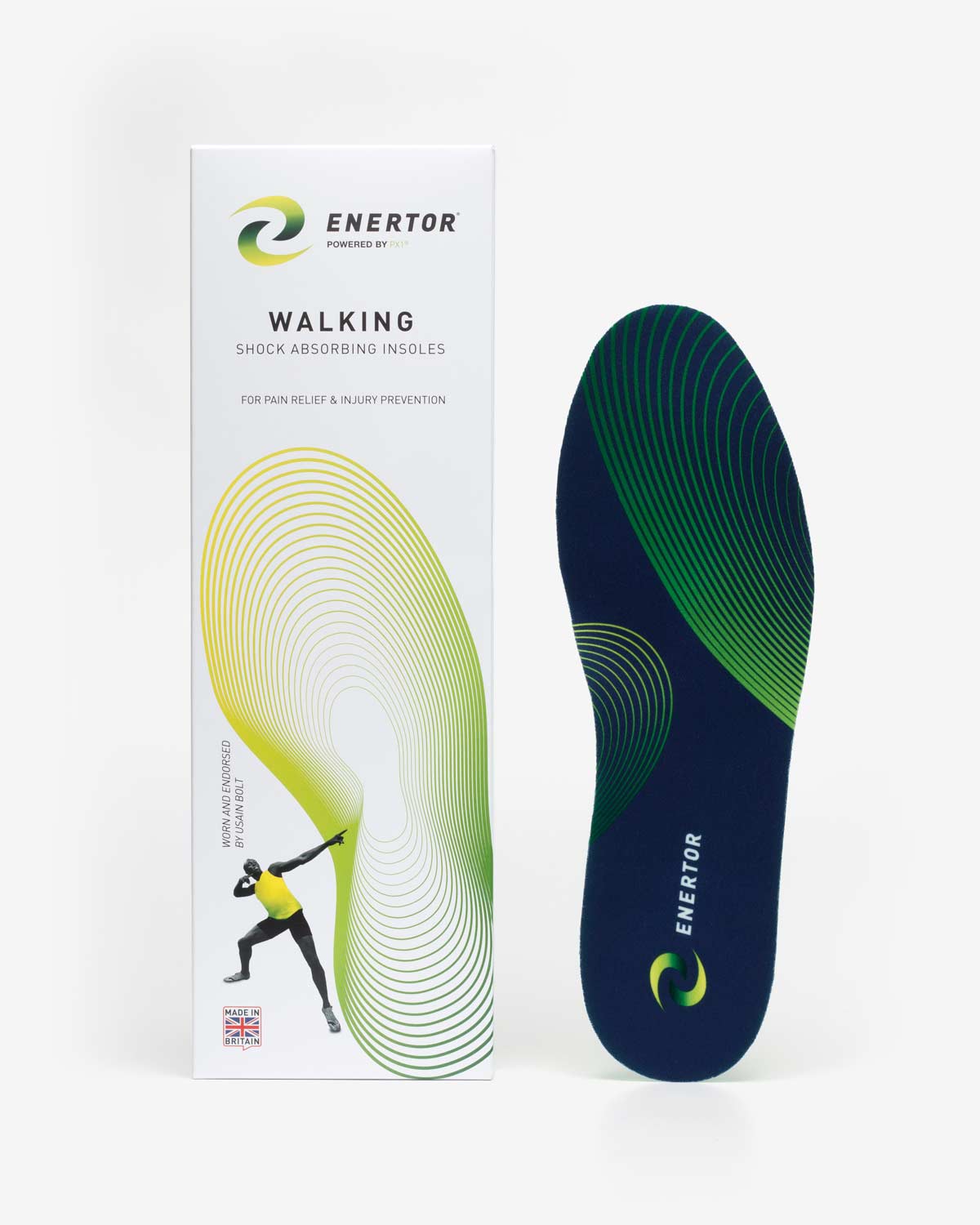 Enertor Walking Insoles Twin Pack White Packaging