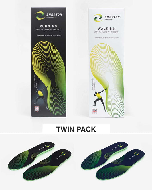 Enertor Running Black Insoles Twin Pack (2 pairs)