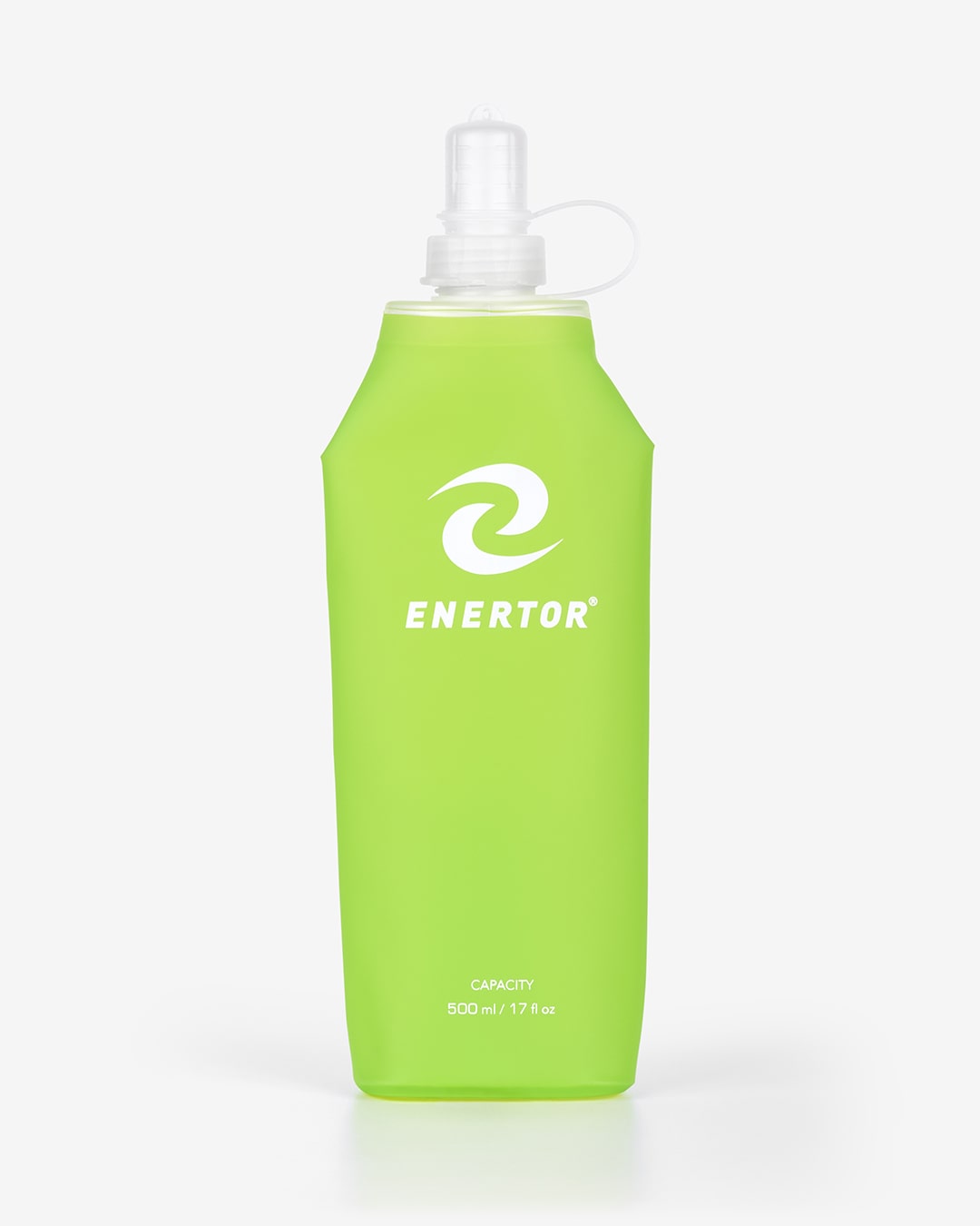Enertor collapsable water bottle, soft pouch liquid carrier in green